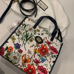 Gucci floral Canvas white and blue